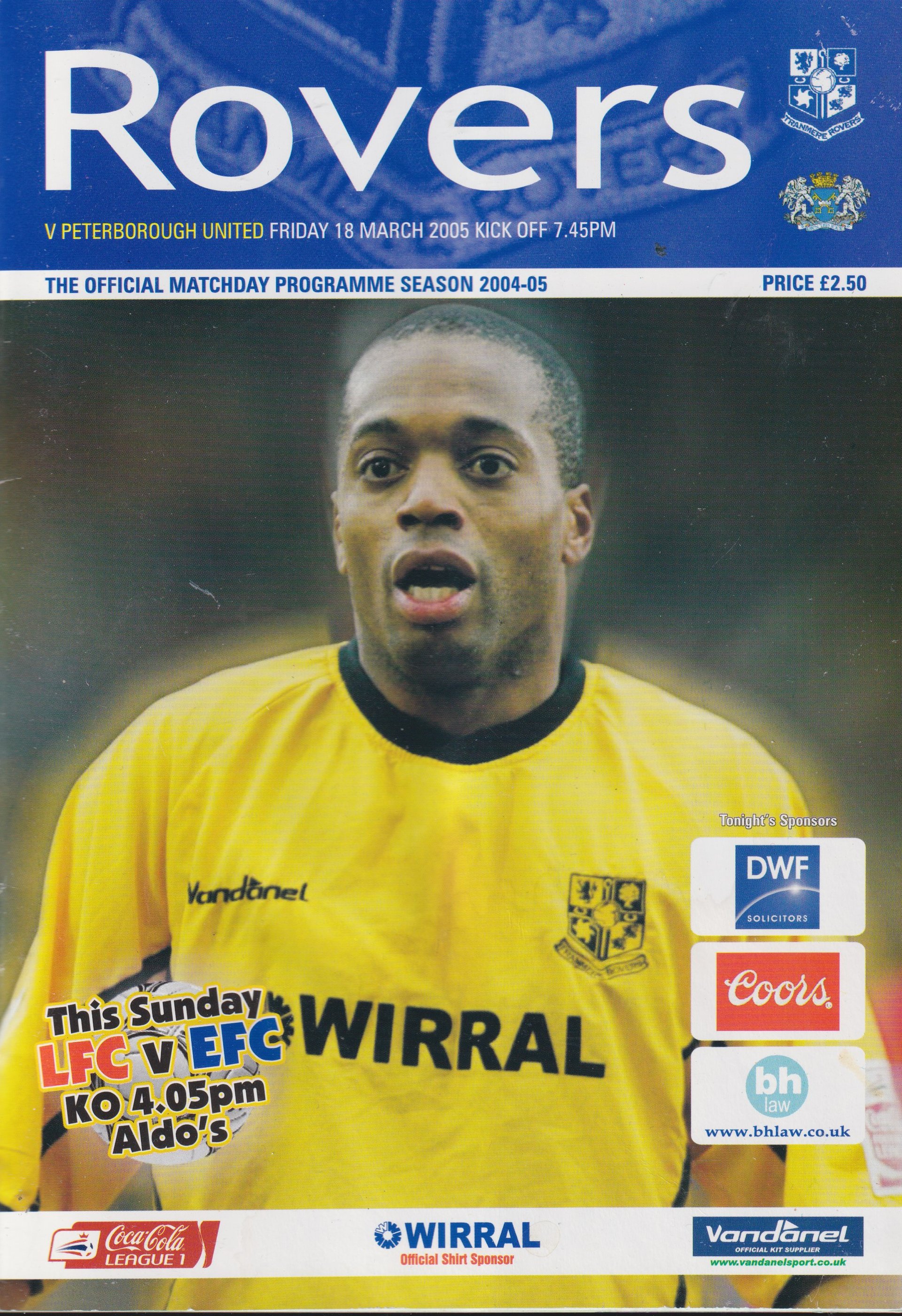Tranmere Rovers v Peterborough United match programme